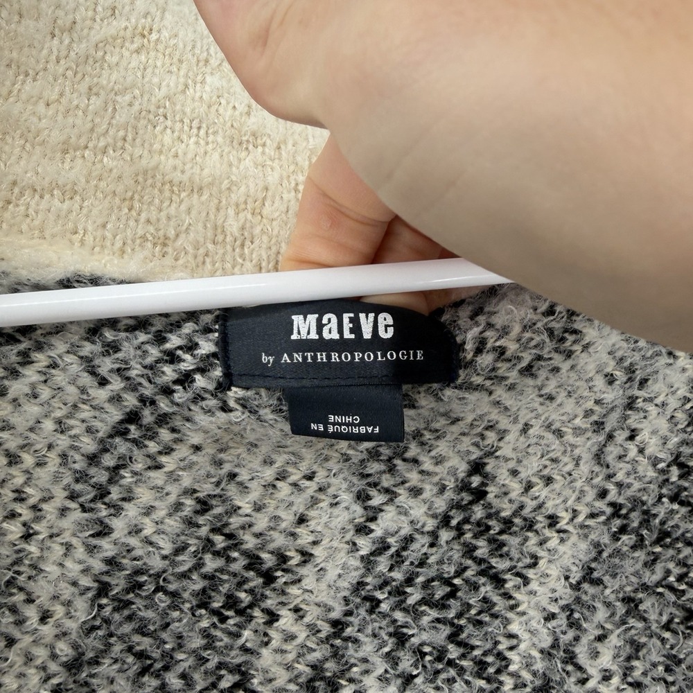 Maeve Anthropology Houndstooth Open‎ Front Cardigan Black White Shawl One Size - Picture 7 of 7